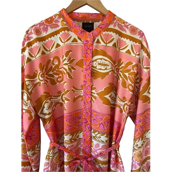 ALEX MARIE Wren Pink Orange Floral Long Sleeve Boho Dress Sz 18 NWT Retro Print - Picture 3 of 13